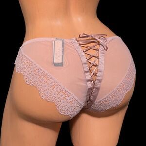 Victorias Secret Very Sexy Lace up Mesh back & Satin bikini panty demure pink S